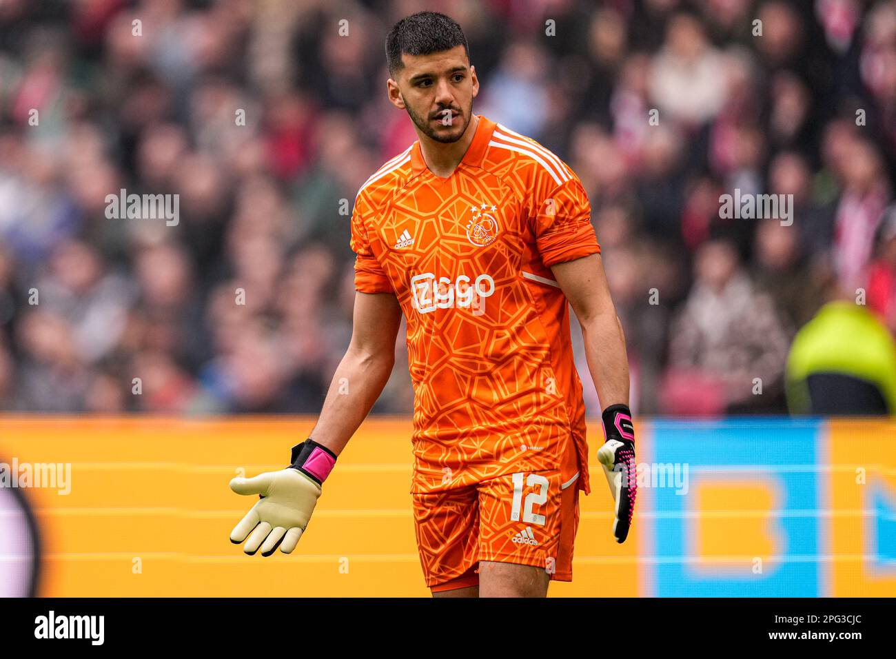 AMSTERDAM, PAESI BASSI - MARZO 19: Portiere Geronimo Rulli di Ajax durante la partita olandese di Eredivie tra Ajax e Feyenoord a Johan Cruijff sono Foto Stock