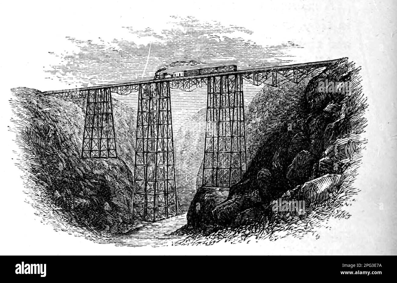 Oroya Railroad bridge from the book ' Peru ' by Sir Clements Robert Markham, 1830-1916 Data di pubblicazione 1880 Editore Londra : Sampson Low, Marston, Searle, & Rivington Foto Stock