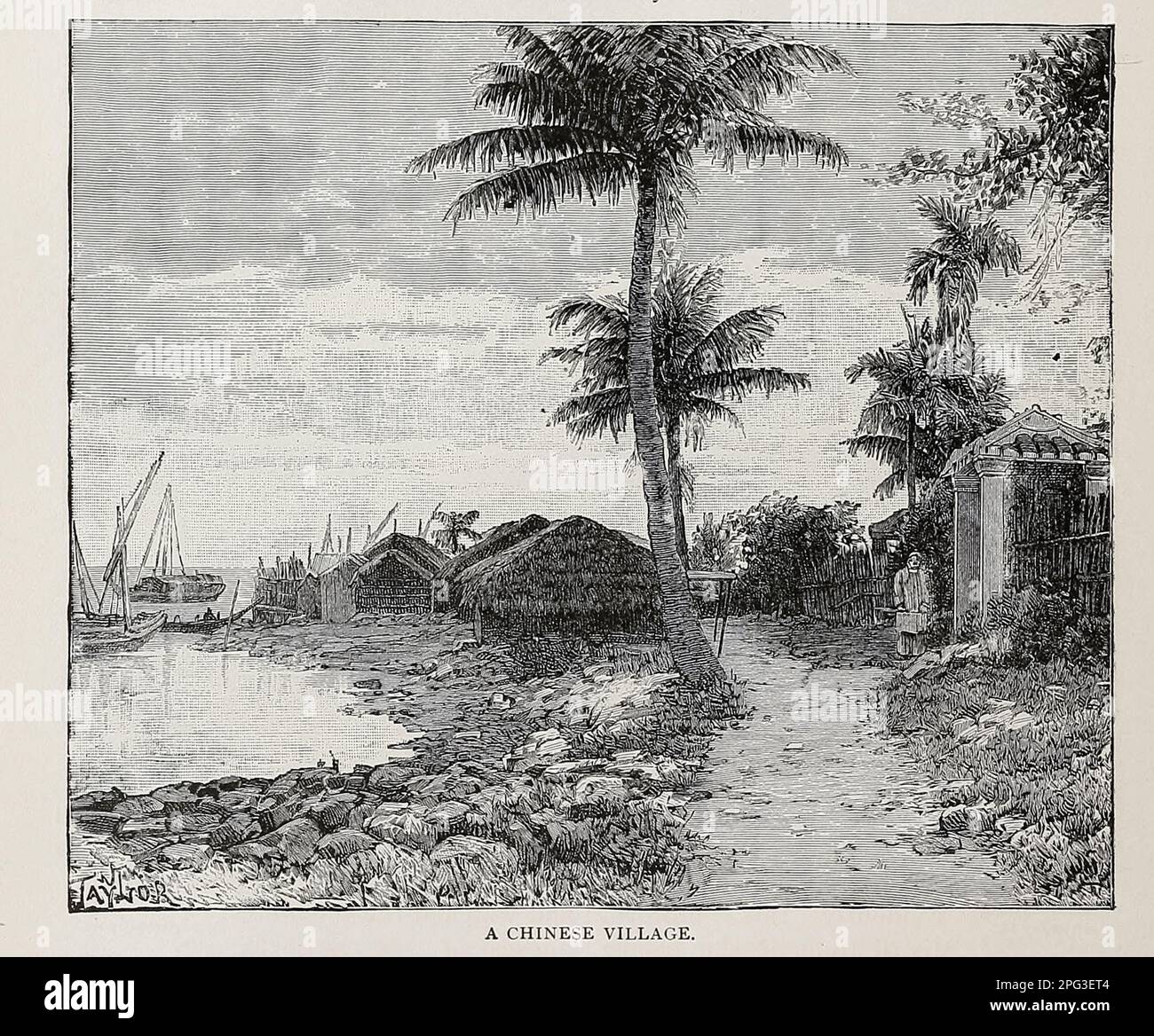 Un villaggio cinese dalla storia universale di Cyclopedia : abbracciando la presentazione più completa e recente del soggetto in due parti principali o divisioni di più di seimila pagine da John Clark Ridpath, 1840-1900 Data di pubblicazione 1895 Editore Boston : Balch Bros. Volume 7 Storia dell'uomo Foto Stock