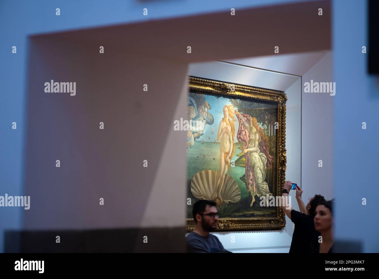 La nascita di Venere di Sandro Botticelli agli Uffizi di Firenze Foto Stock