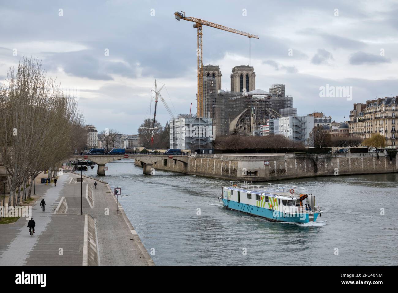Cattedrale di Notre Dame in fase di ristrutturazione dopo l'incendio del 2019, Parigi, Francia, Europa Foto Stock