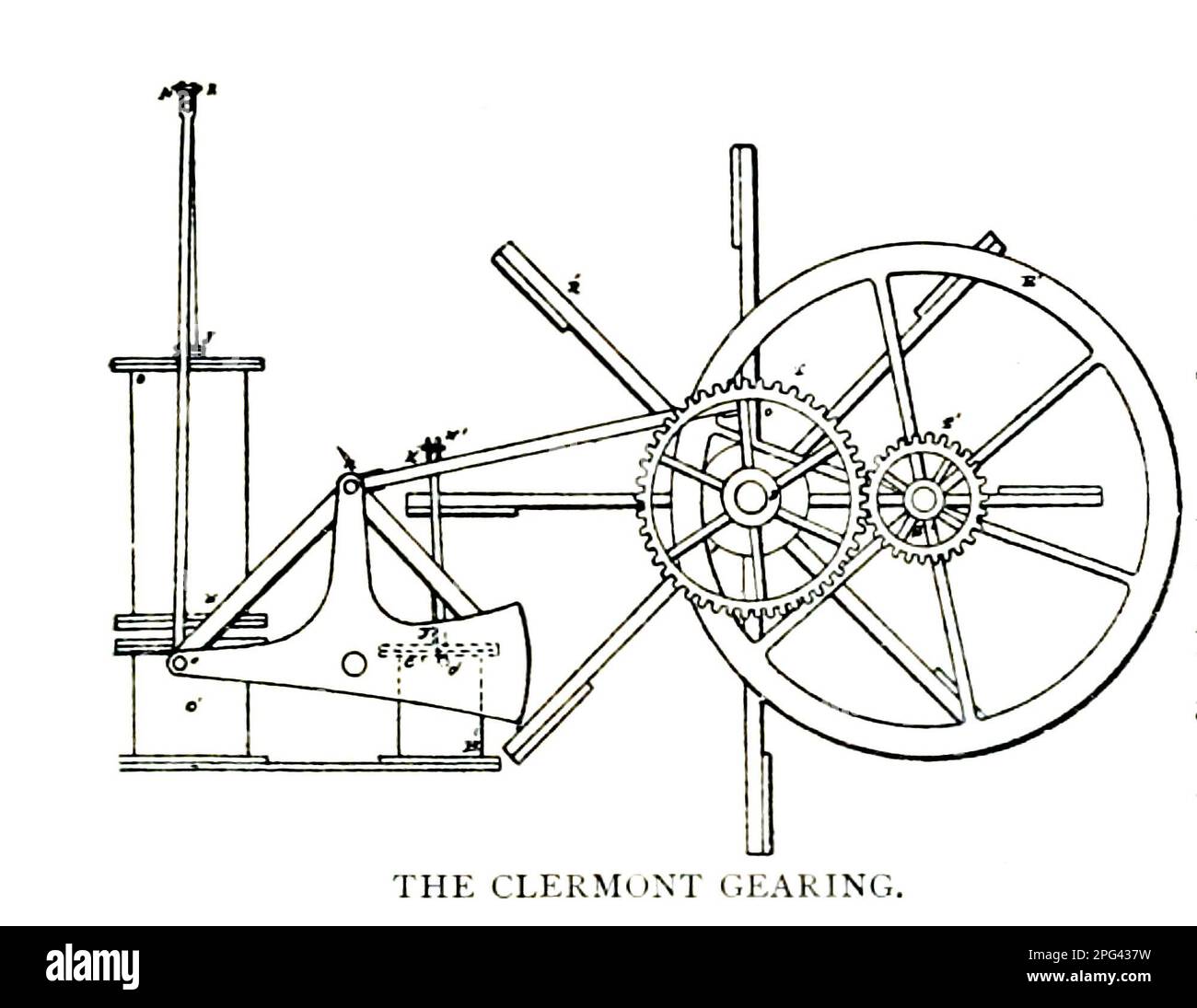 Il Clermont gearing dall'articolo ROBERT FULTON E I SUOI BATTELLI A VAPORE. Da T. C. Purdy della rivista Engineering MAGAZINE DEDICATA AL PROGRESSO INDUSTRIALE Volume IX Aprile-Settembre 1895 NEW YORK The Engineering Magazine Co Foto Stock