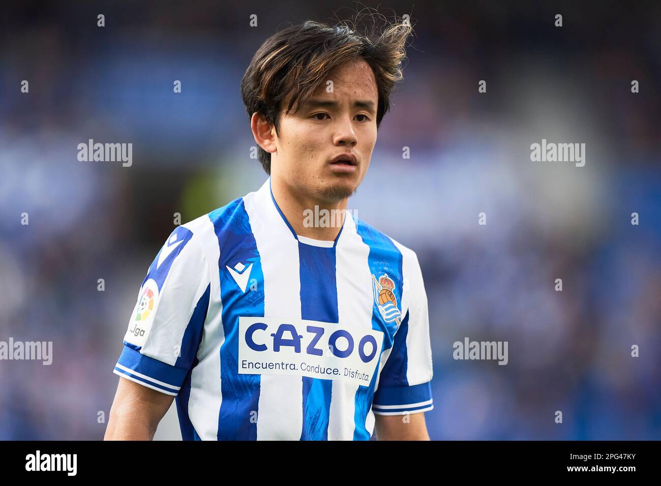 Takefusa Kubo della Real Sociedad durante la partita la Liga tra Real Sociedad e Elche CF si è giocato allo stadio reale Arena il 19 marzo 2023 a San Sebastian, Spagna. (Foto di Cesar Ortiz / PRESSIN) Foto Stock