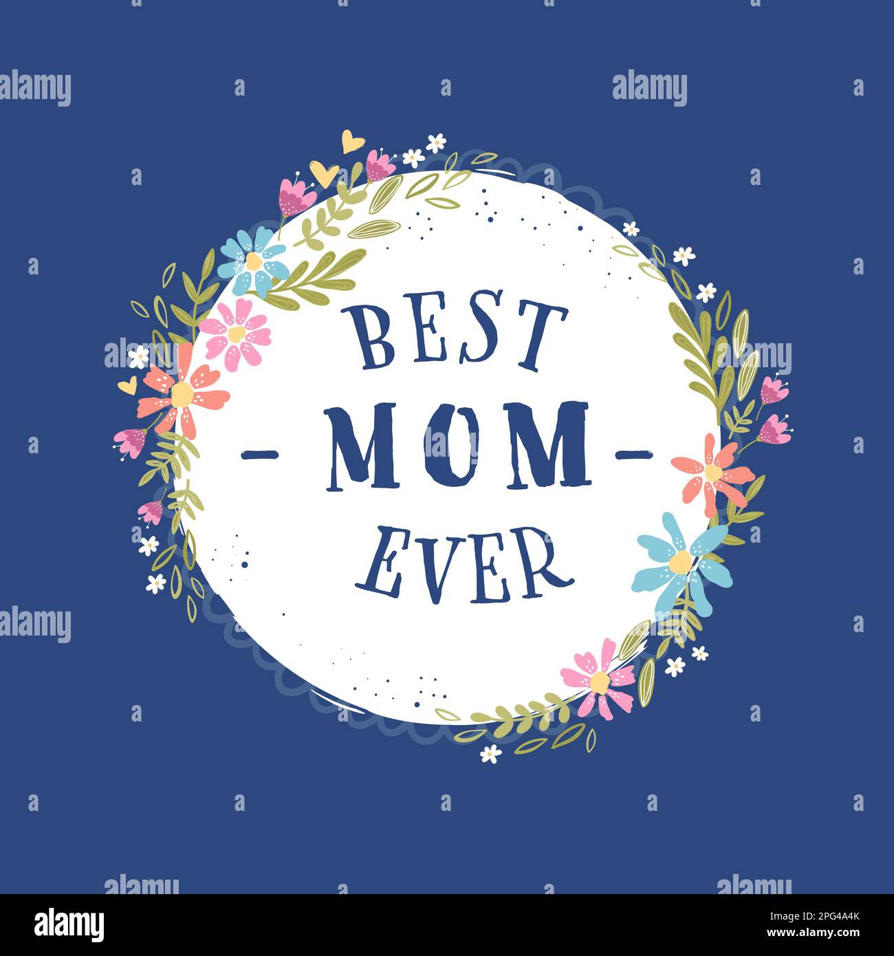 Cute mano disegnata Mother's Day design con cute calligrafia e fiori incantevoli, grande per carte, sfondi, banner - disegno vettoriale. Illustrazione Vettoriale