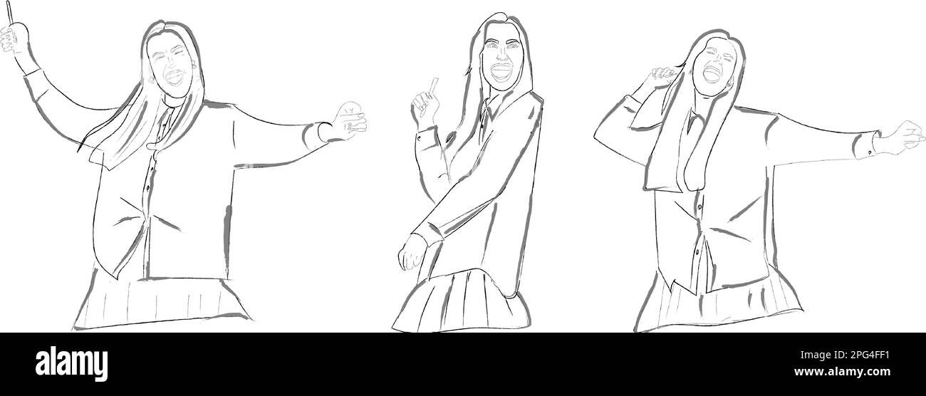 Donna che balla in uno storyboard d'arte vettoriale d'ufficio Illustrazione Vettoriale