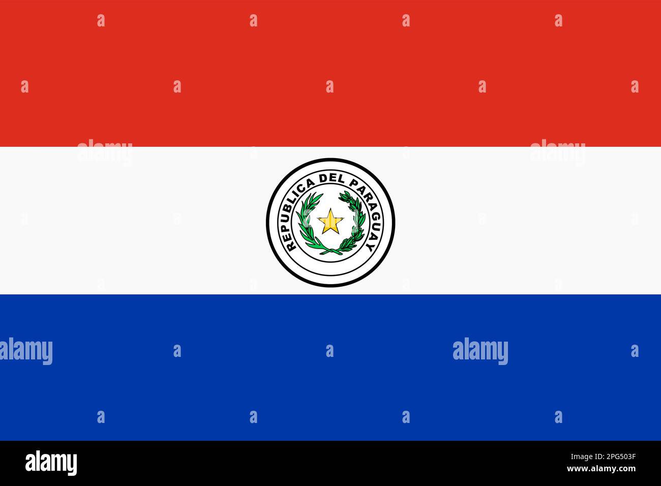 Bandiera Paraguay sfondo illustrazione rosso bianco striscia blu Foto Stock