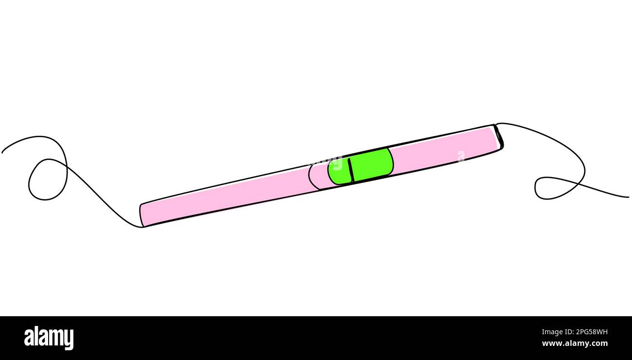 Test di gravidanza negativo in linea singola su sfondo bianco. Illustrazione Vettoriale