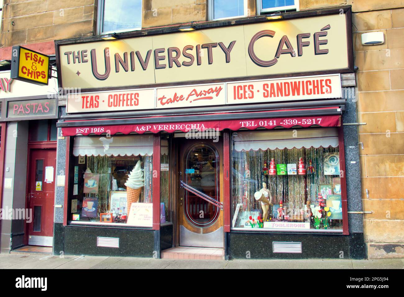 Il caffè universitario sulla byres Road all'estremità ovest di Glasgow, Scozia, Regno Unito Foto Stock