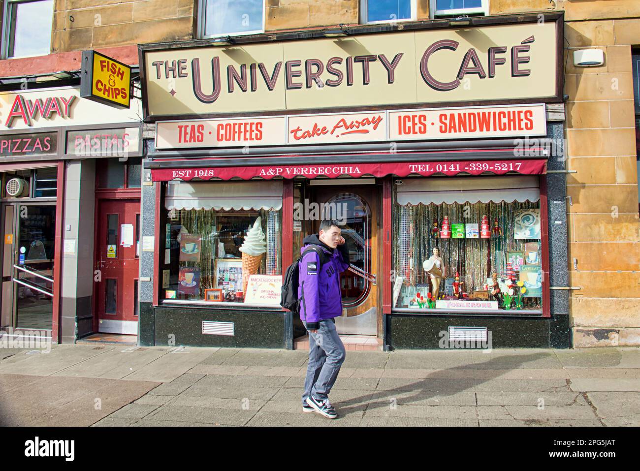 Il caffè universitario sulla byres Road all'estremità ovest di Glasgow, Scozia, Regno Unito Foto Stock