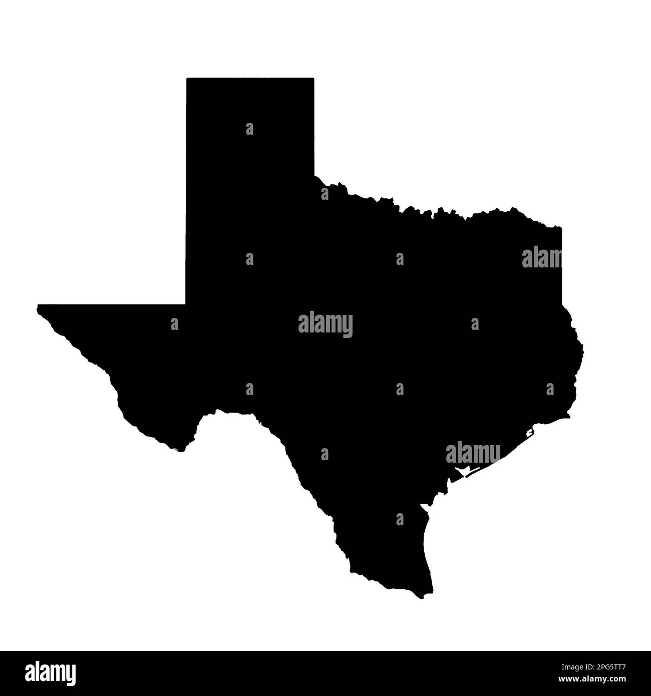 Mappa del Texas su sfondo bianco. Illustrazione del vettore isolato. Foto Stock