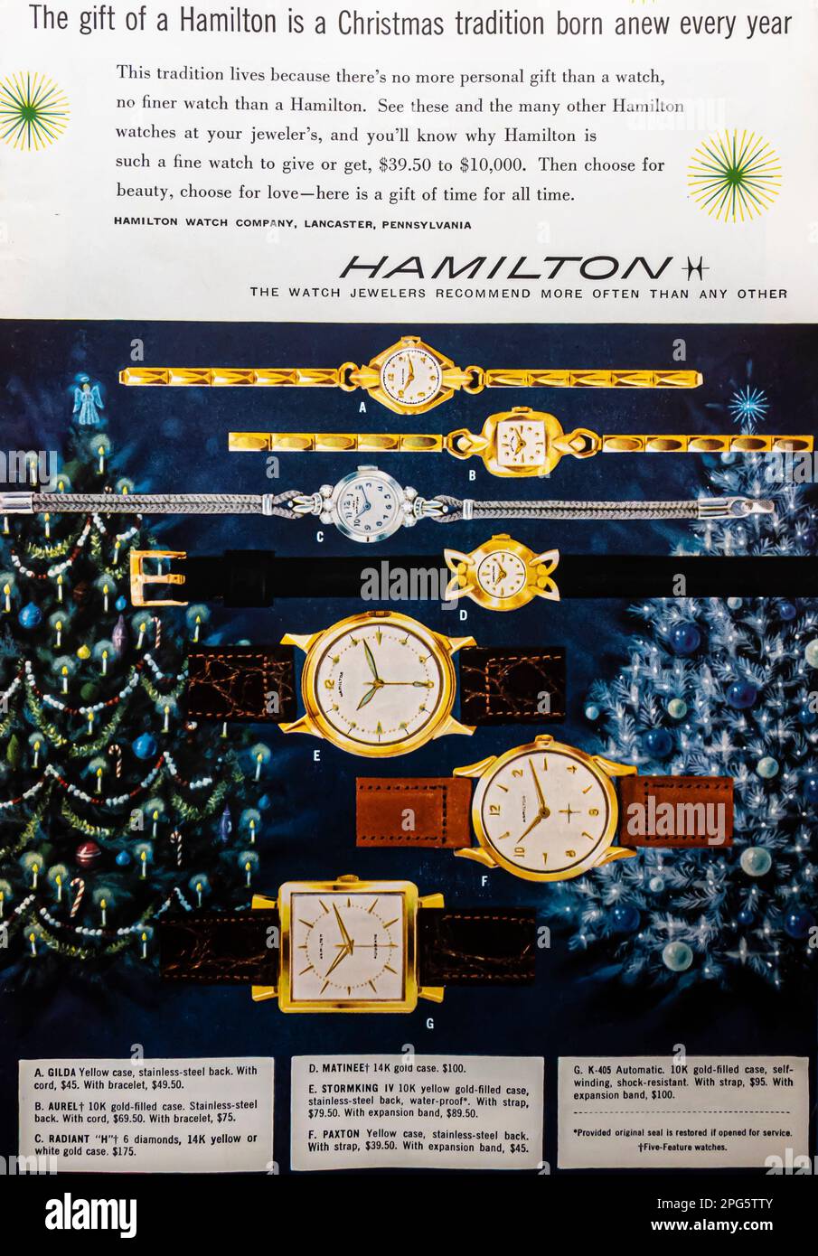 1956 annunci a stampa Hamilton Watch Foto Stock