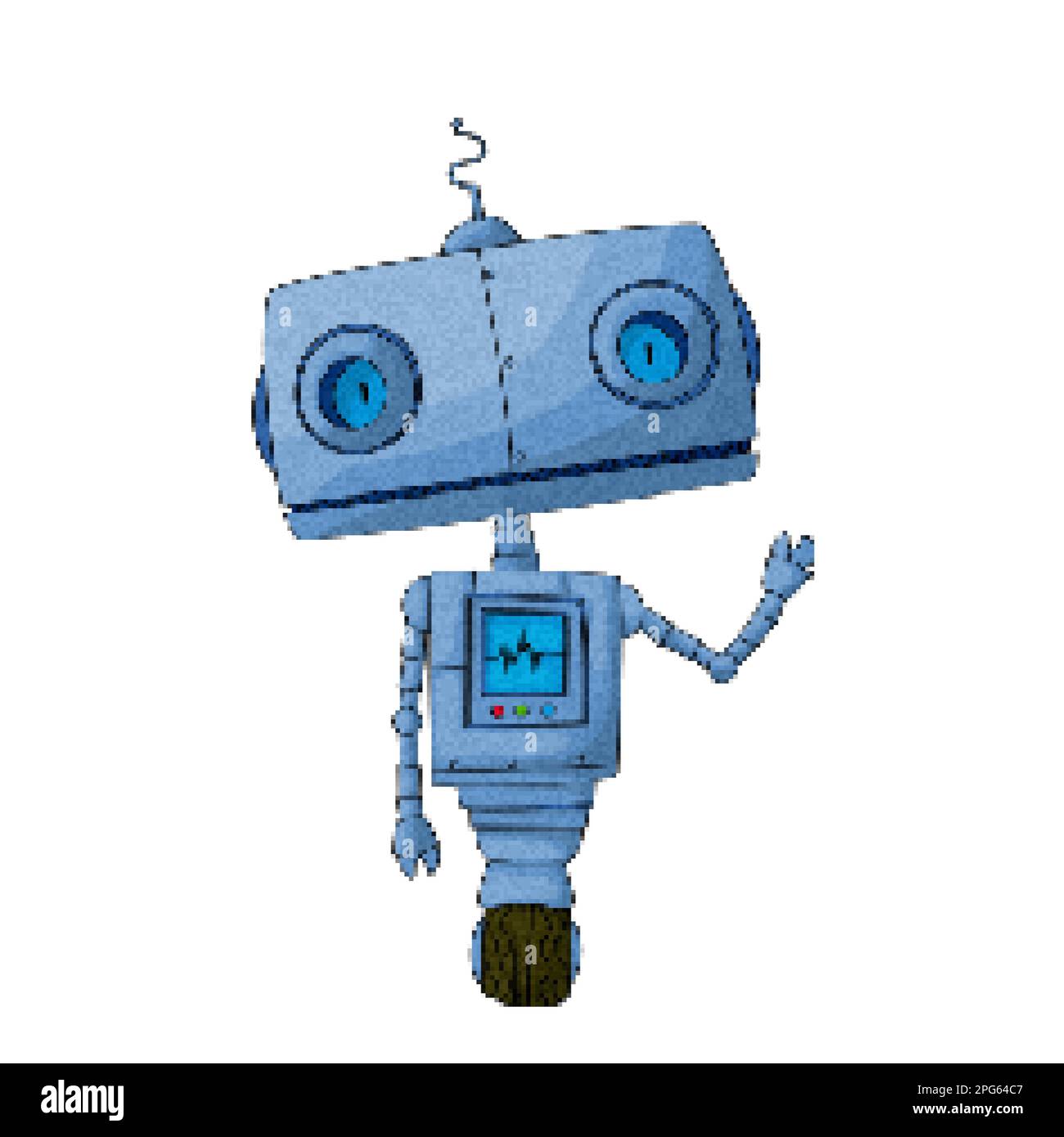 Robot pixel art in stile retrò, illustrazione vettoriale Foto Stock