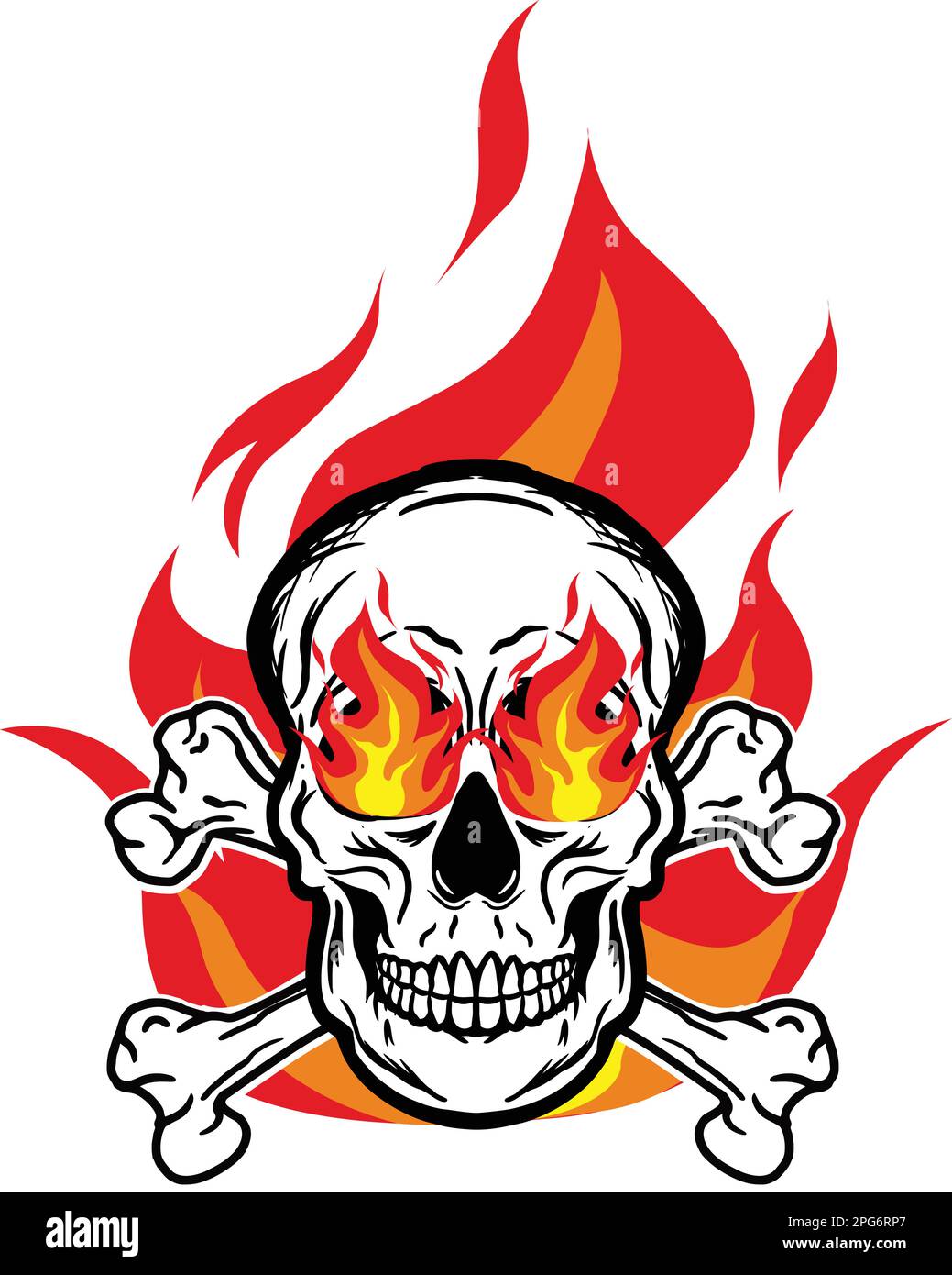 Vettore di un cranio in fiamme Illustrazione Vettoriale