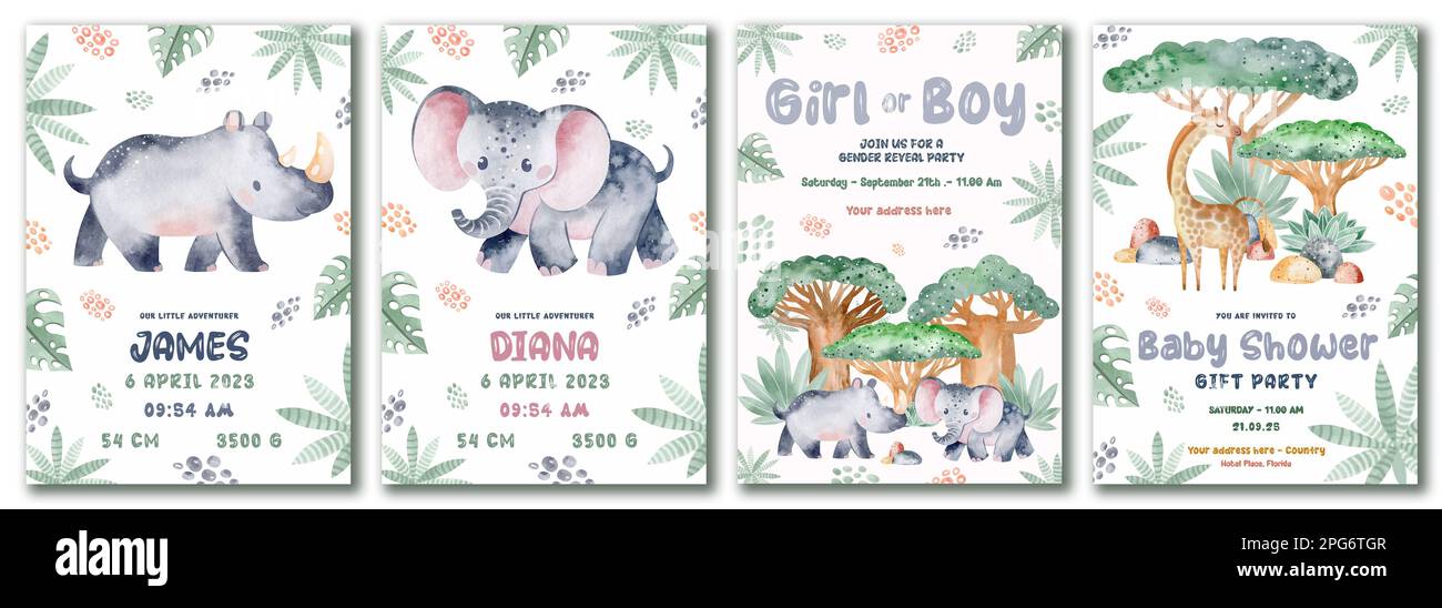 Set Completo Di Inviti Per Baby Shower - 100 Biglietti E Buste - 4 Design: Invito, Ringraziamento, Lotteria Pannolini, Carta Richiesta Libri Per Bambino