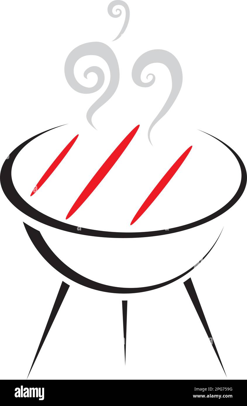 Semplice simbolo di barbeque isolato su bianco Illustrazione Vettoriale