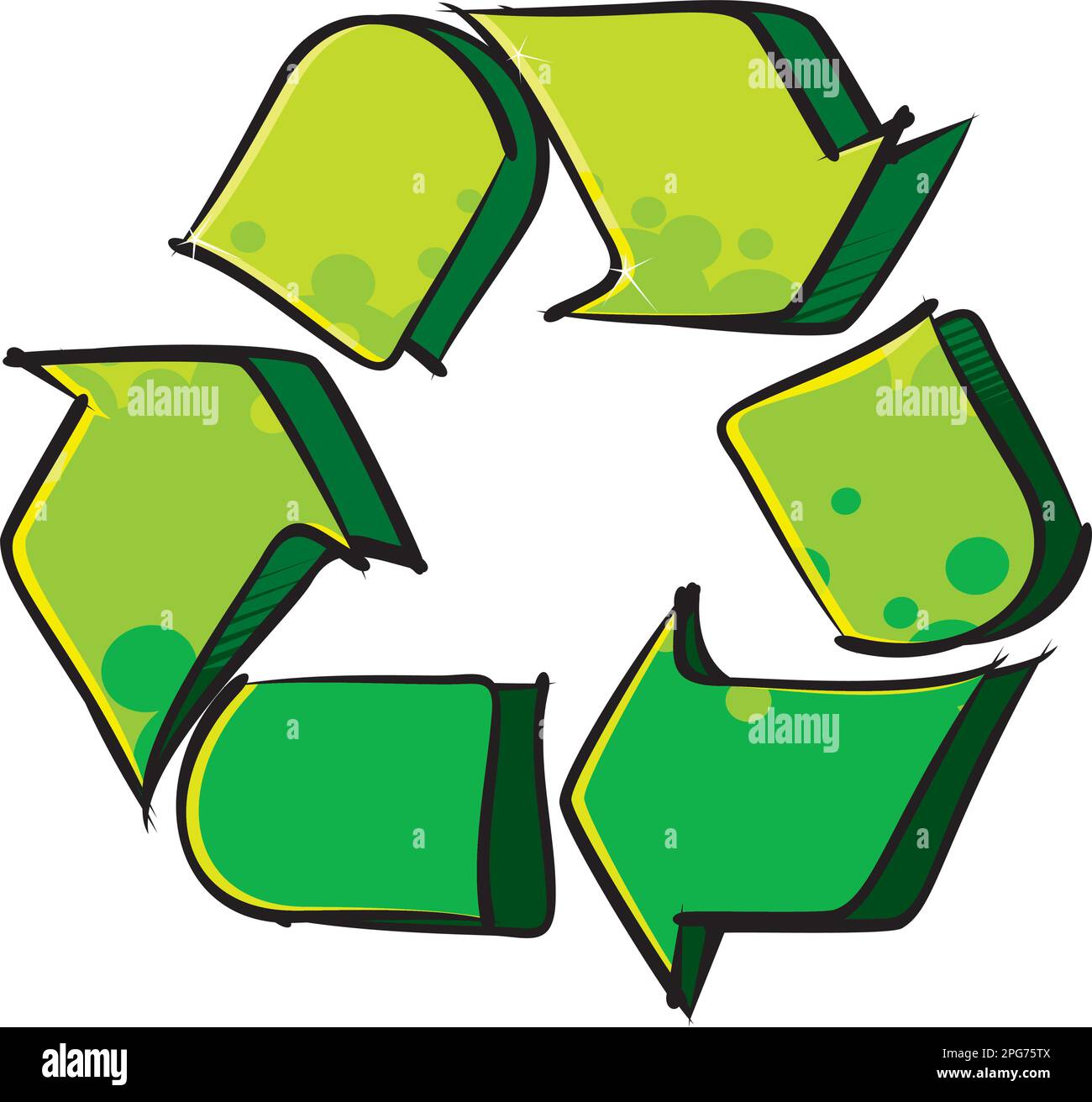 Simbolo di riciclo verde creato in stile graffiti Illustrazione Vettoriale