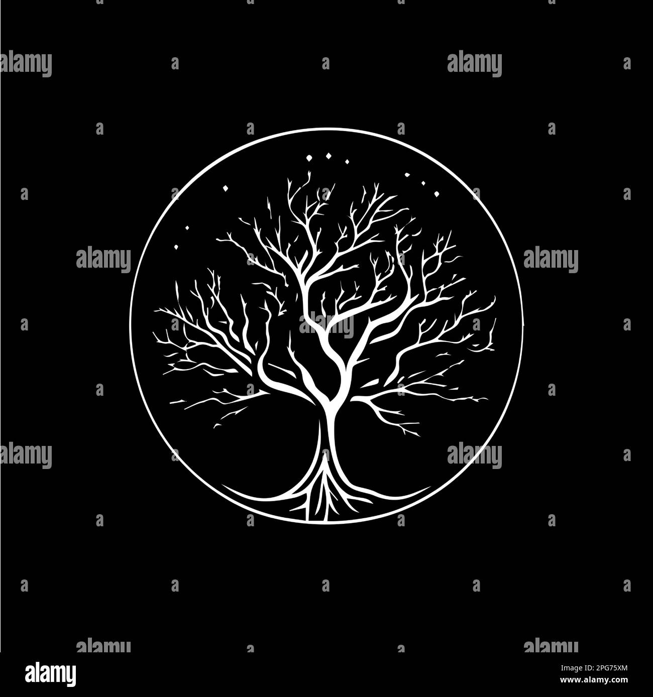 Albero radici silhouette icona, simbolo della conoscenza, istruzione astratto segno, lumberjack logo concetto, Falegnameria logotipo, stampa t-shirt, simbolo di vita Illustrazione Vettoriale