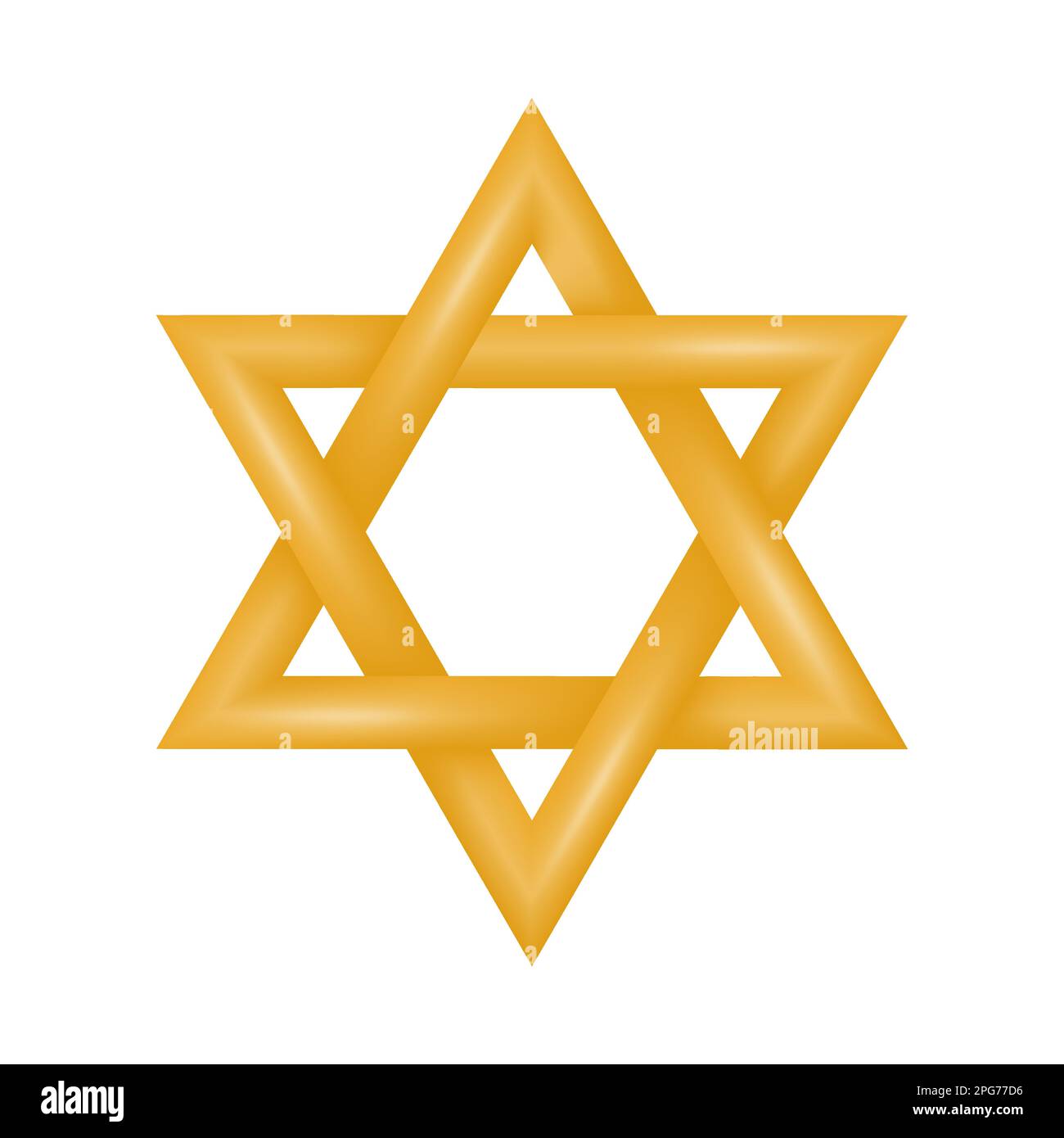 Golden Six appuntite Star of David. Simbolo dell'identità ebraica e dell'ebraismo. Illustrazione vettoriale. Illustrazione Vettoriale