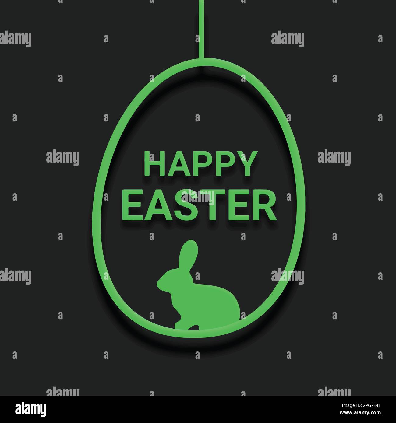 Uovo di Pasqua con coniglio su sfondo nero. Illustrazione vettoriale. Illustrazione Vettoriale