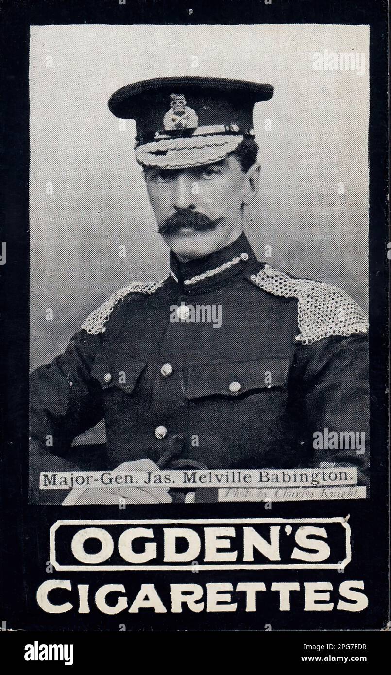 Ritratto del maggiore generale Melville Babington - carta da sigaretta vintage, epoca vittoriana Foto Stock