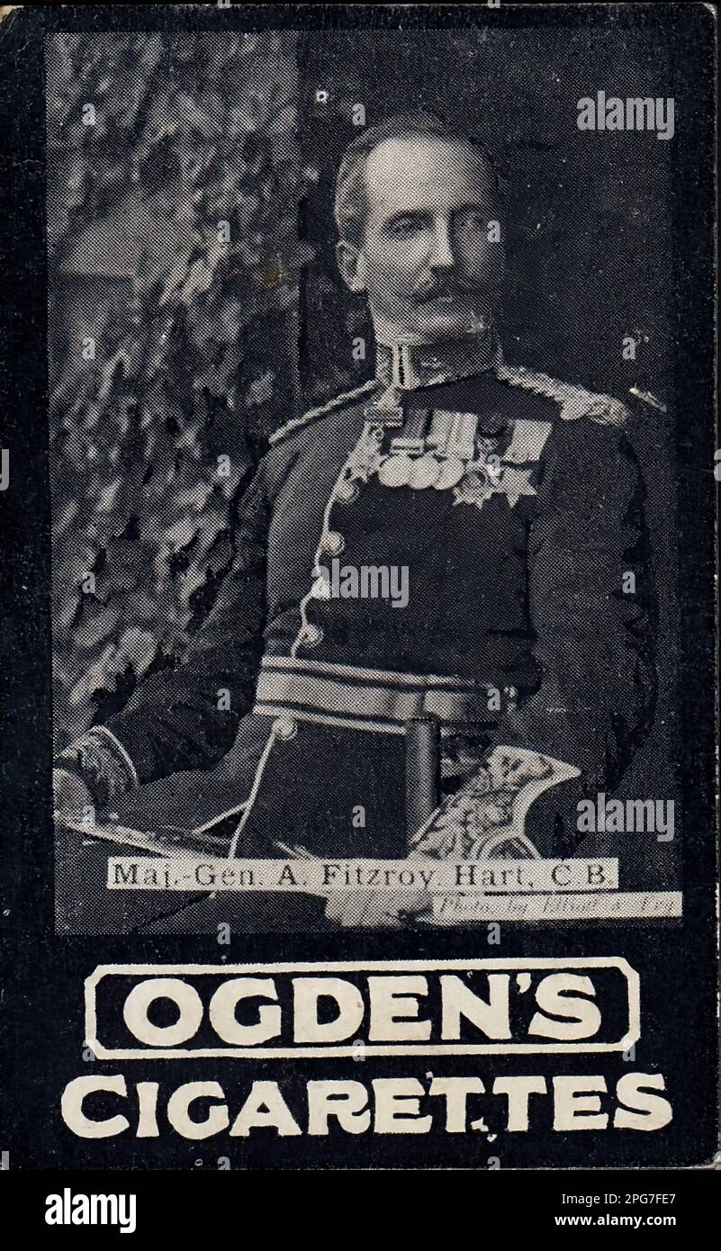Ritratto del maggiore generale Fitzroy Hart - carta da sigaretta vintage, epoca vittoriana Foto Stock