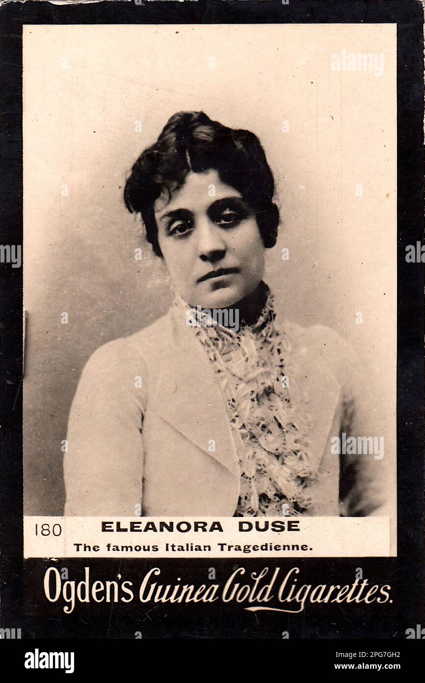 Ritratto di attrice Eleanora Duse - carta da sigaretta vintage, epoca vittoriana Foto Stock