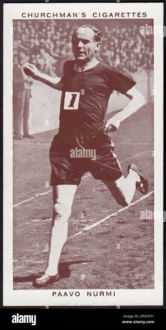 Ritratto di Paavo Nurmi - Cigarette Vintage Card Foto Stock