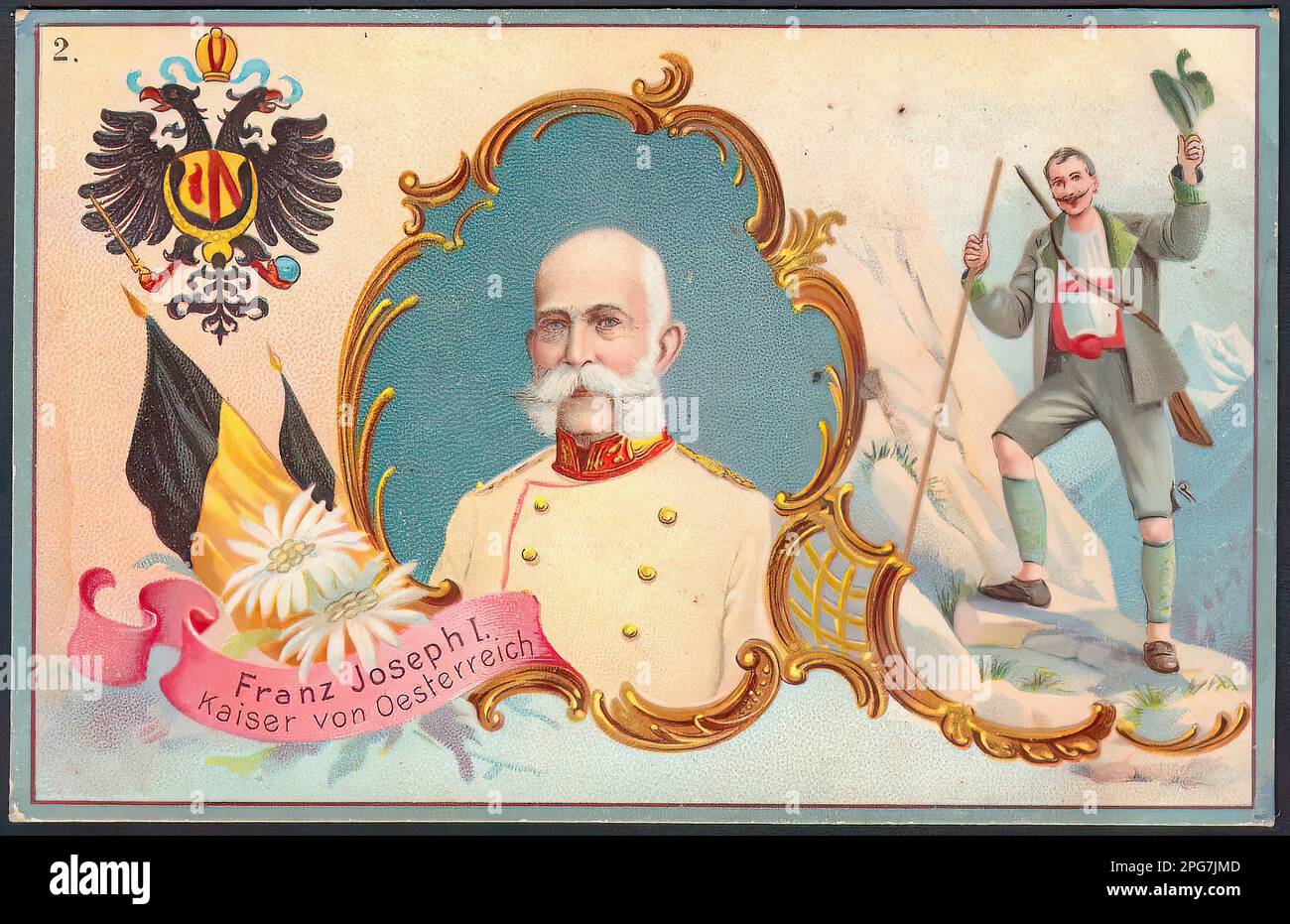 Ritratto del Kaiser Franz Joseph d'Austria - Tradecard tedesco d'epoca Foto Stock