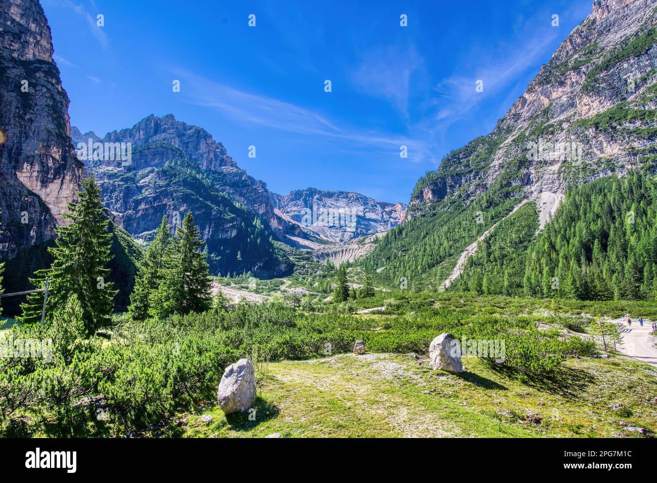 San Vigilio di Marebbe: Pederu, Dolomiti, alta Badia, Italia. Foto Stock
