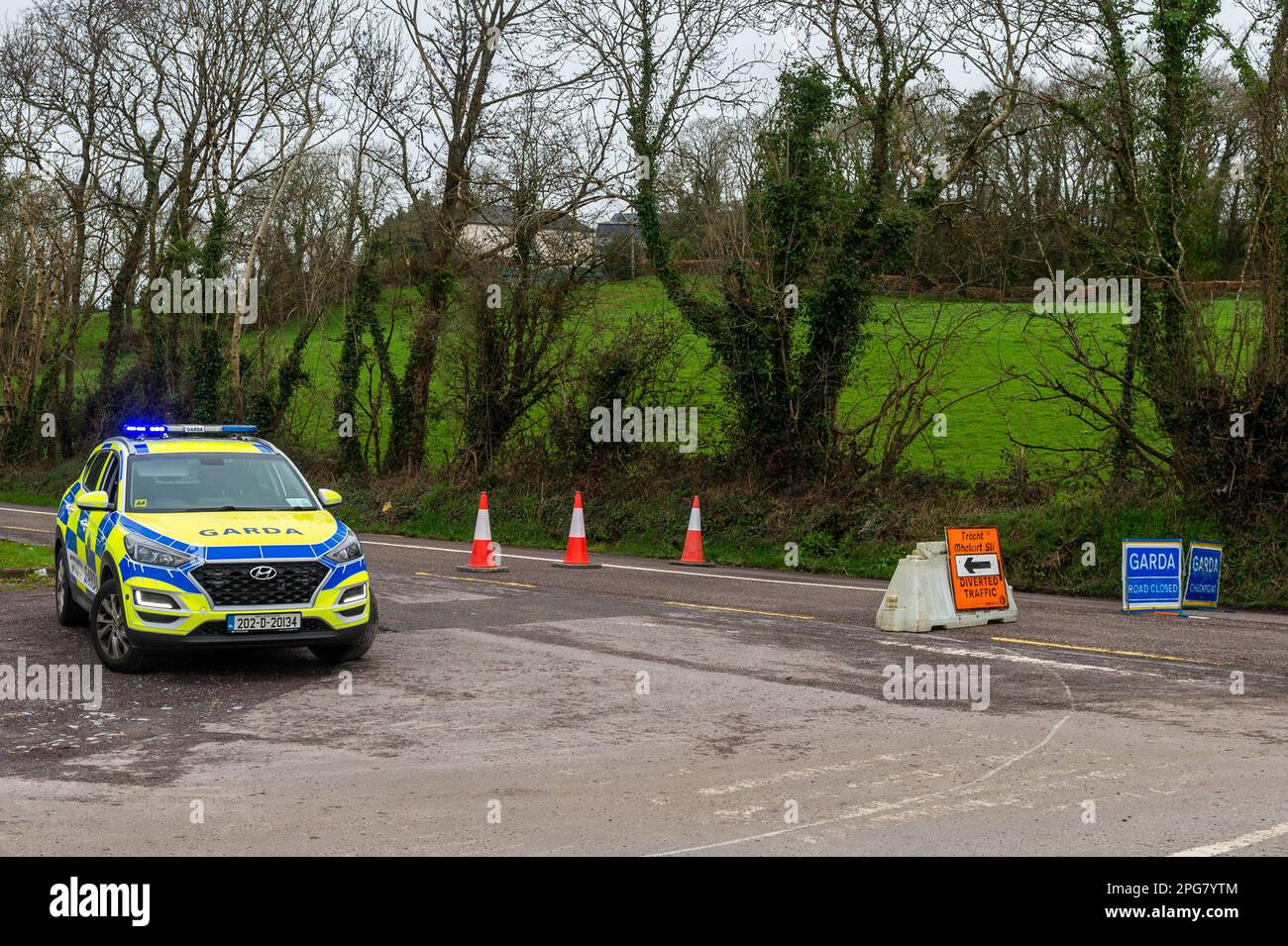 Coolcarron, West Cork, Irlanda. 21st Mar, 2023. Gardai sono attualmente in scena di una collisione di 2 auto sulla R600 a Coolcarron, vicino Belgooly, che è accaduto ieri sera. Un passeggero in uno dei veicoli, una donna dei suoi 20 anni, è stato portato al Cork University Hospital (CUH) con gravi lesioni. I due conducenti sono stati portati al CUH con lesioni non pericolose per la vita. La strada rimane chiusa e non è prevista la riapertura prima delle 2pm:00. Credit: AG News/Alamy Live News Foto Stock