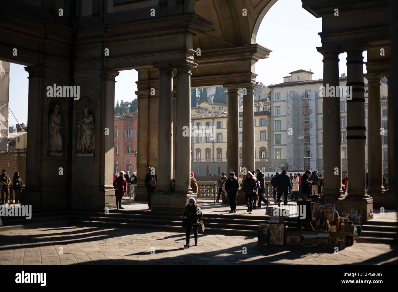 La famosa Galleria degli Uffizi a Firenze Foto Stock