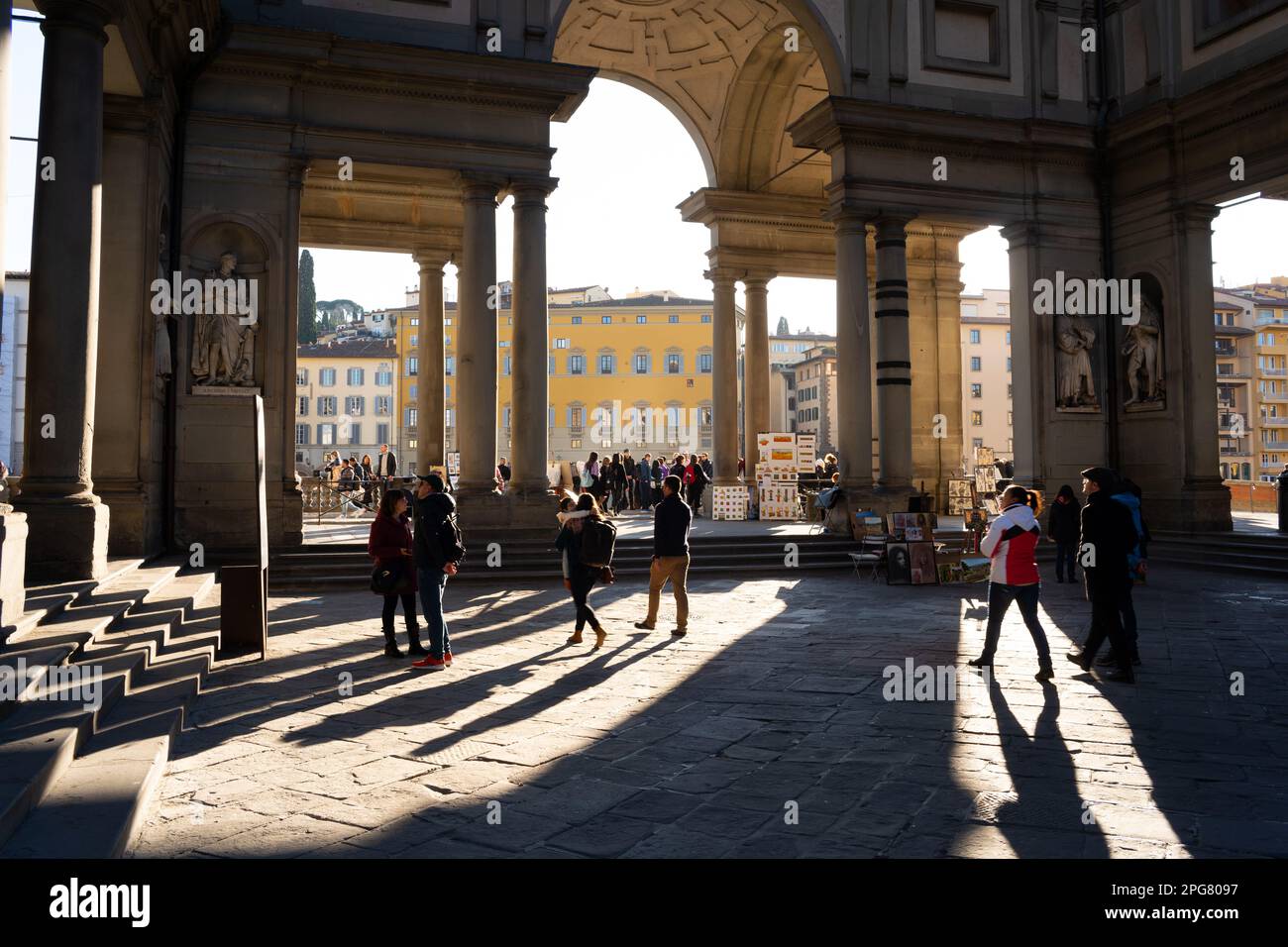 La famosa Galleria degli Uffizi a Firenze Foto Stock