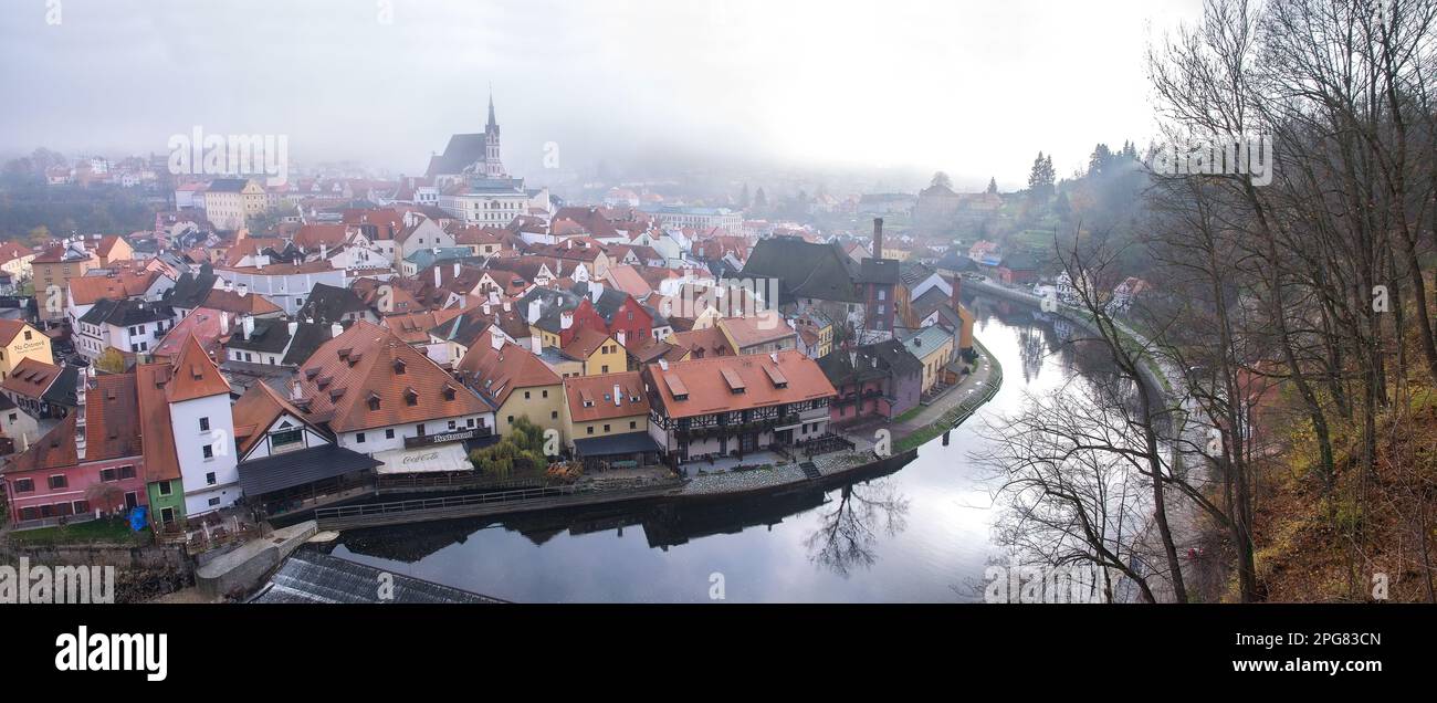 Vista panoramica di Cesky Krumlov, Repubblica Ceca Foto Stock