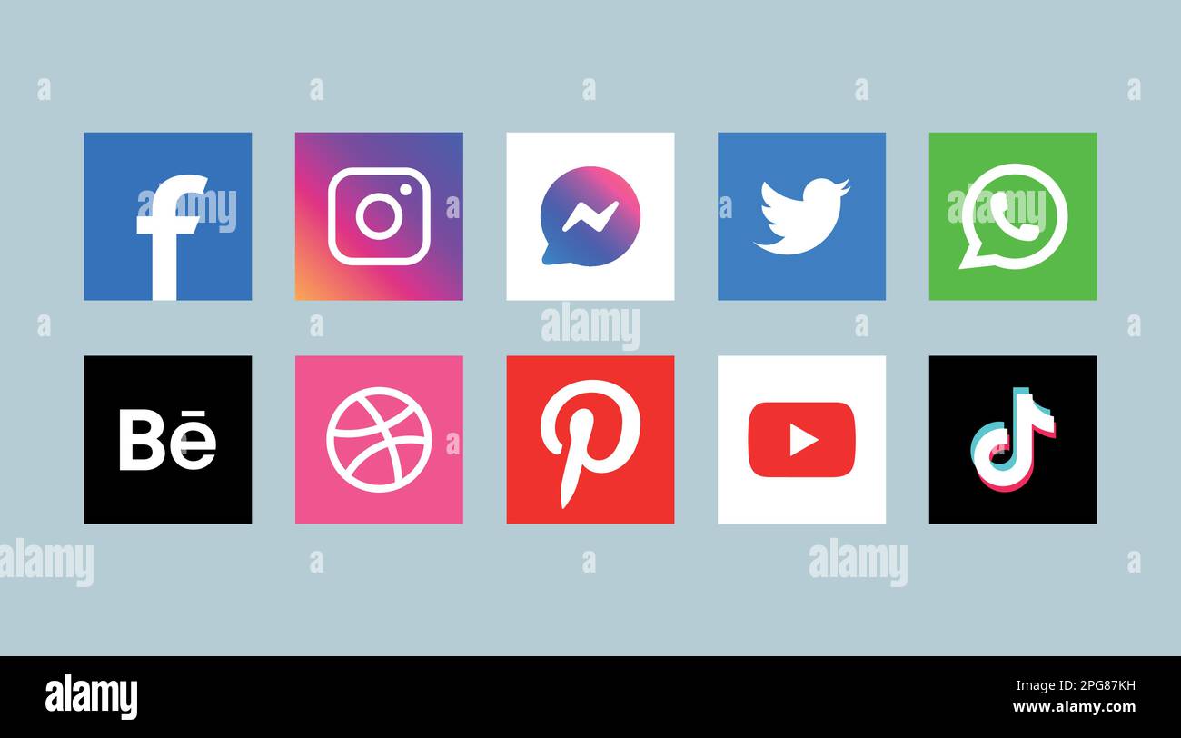 Icone dei logo dei social media più popolari Illustrazione Vettoriale