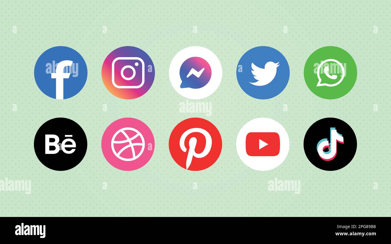 Icone dei logo dei social media più popolari Illustrazione Vettoriale