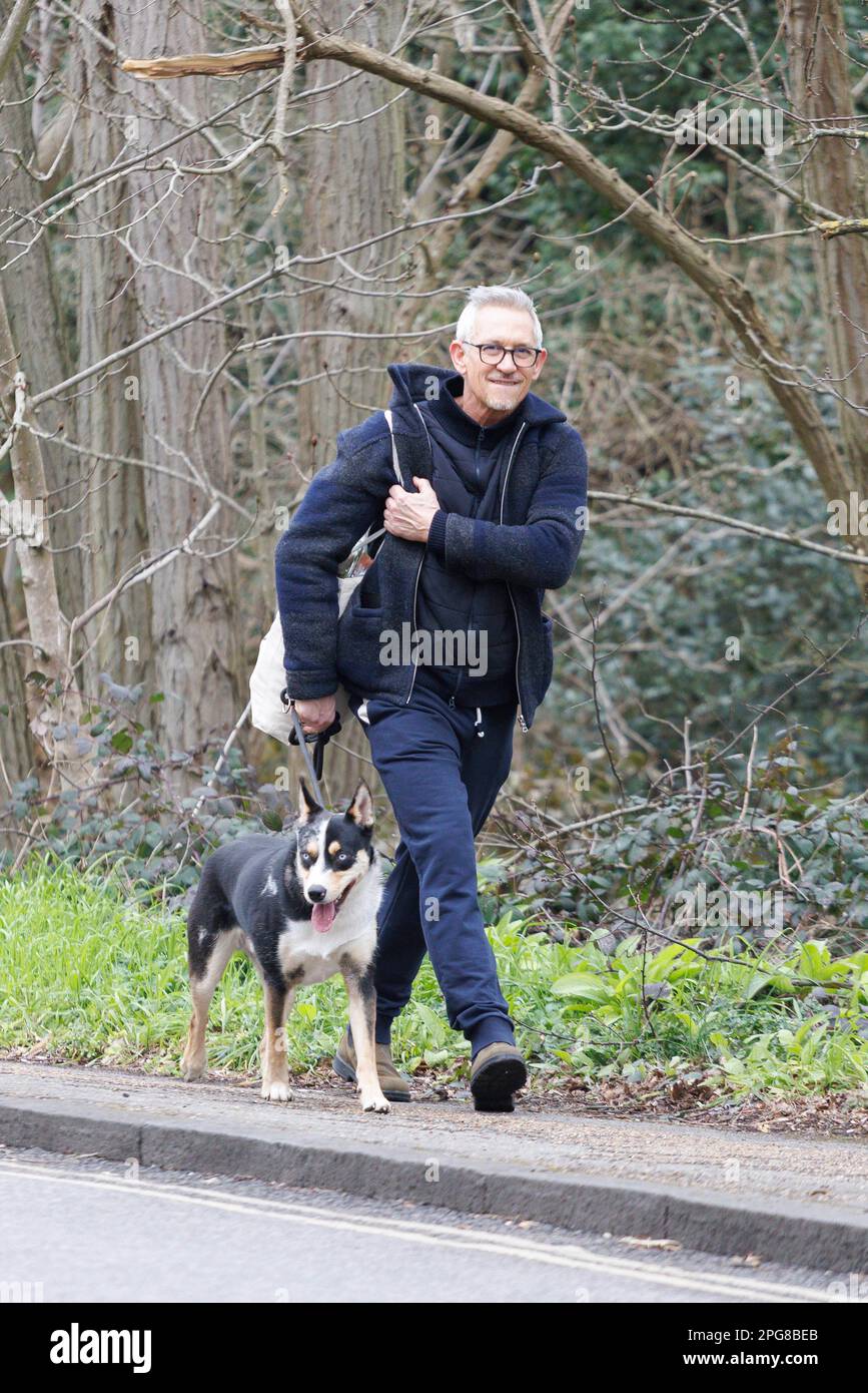 Gary Lineker torna nella sua casa a Londra Sud questo pomeriggio. Immagine scattata il 12th marzo 2023. © Belinda Jiao jiao.bilin@gmail.com 07598931257 htt Foto Stock