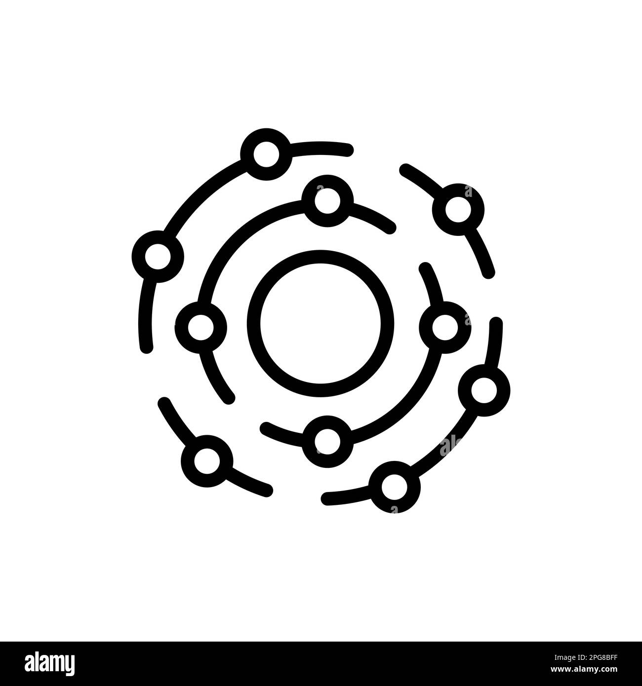 Icona antiossidante isolata su sfondo bianco. Illustrazione vettoriale. Icona antiossidante in stile piatto. Illustrazione del vettore molecolare su isola bianca Illustrazione Vettoriale
