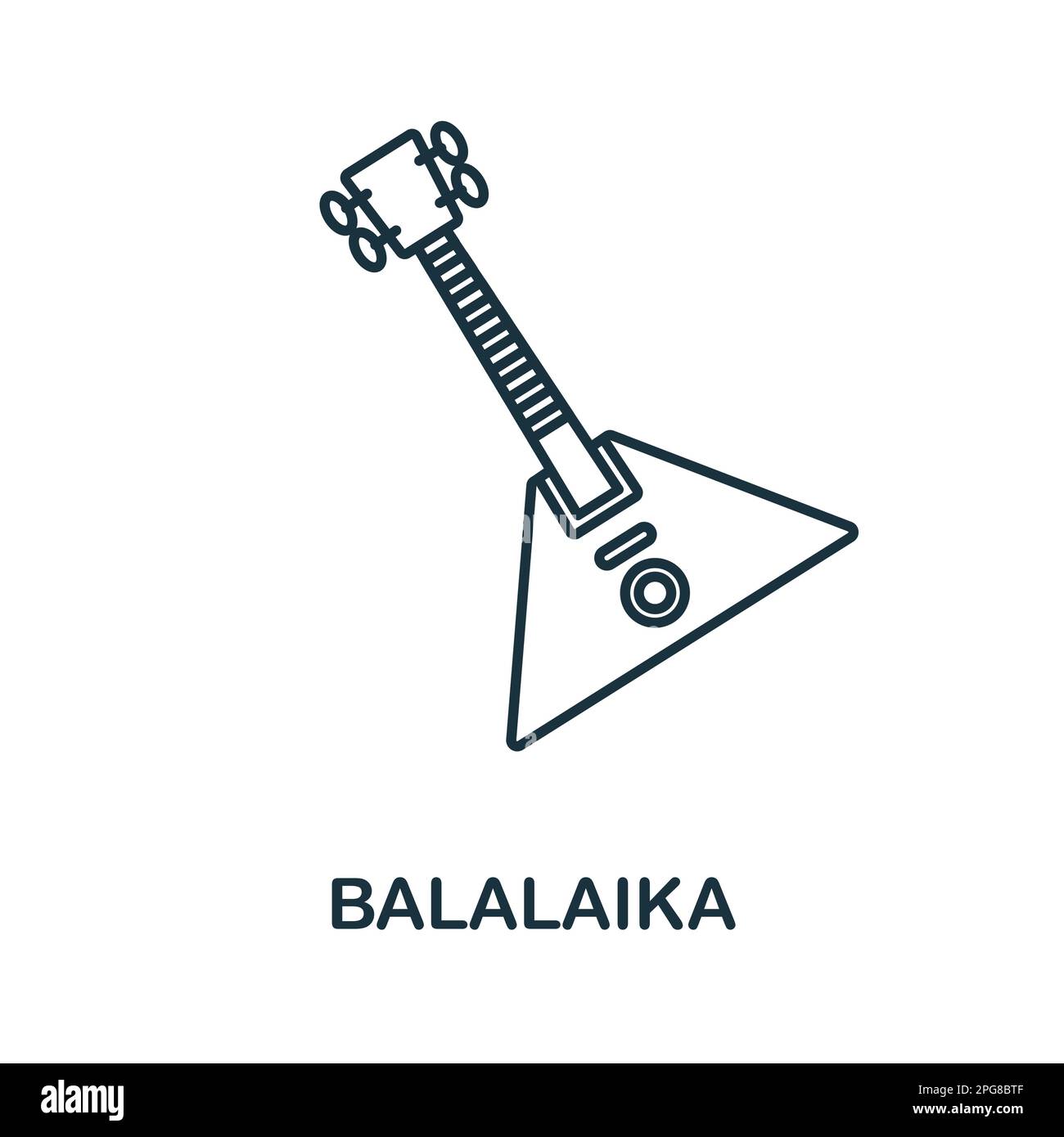 Icona linea Balalaika. Elemento semplice della collezione di strumenti musicali. Creative Balalaika contorno icona per web design, modelli, infografiche e. Illustrazione Vettoriale