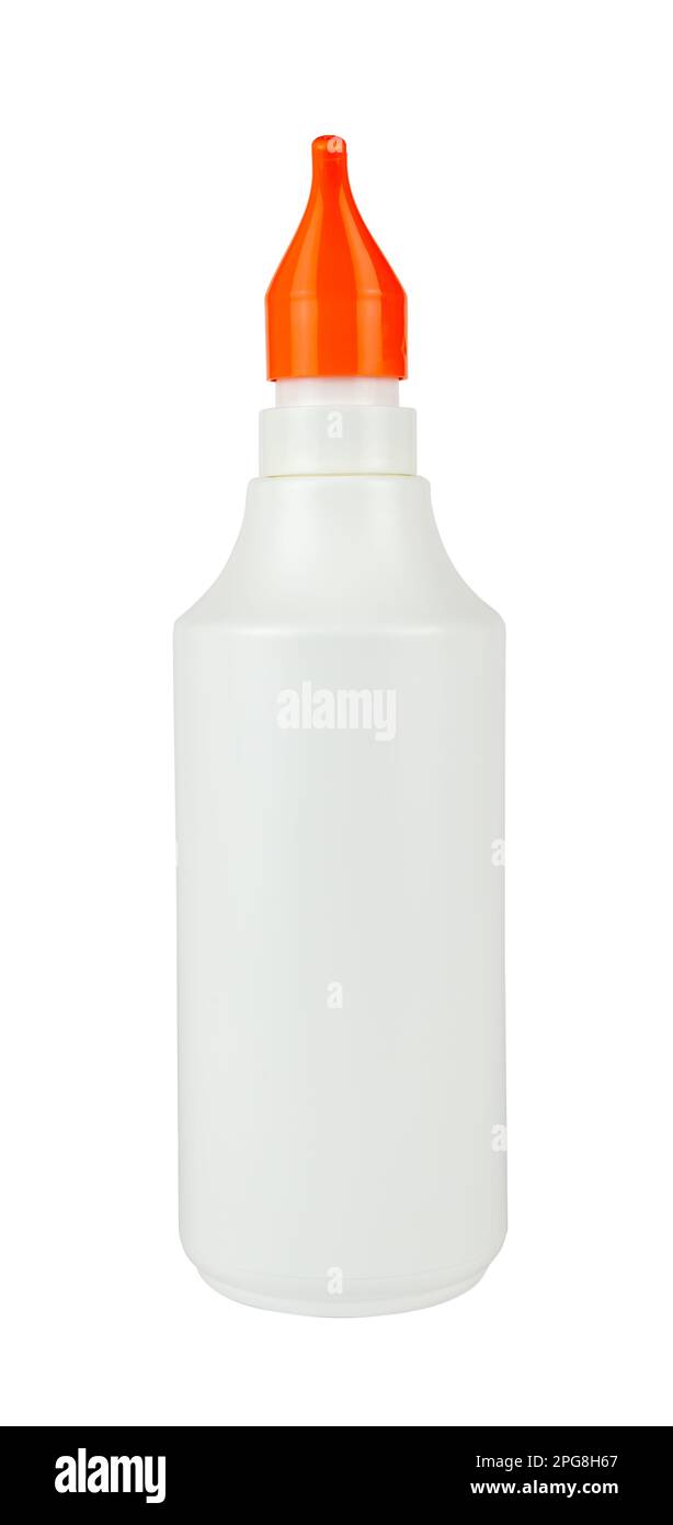 Spray per naso con coperchio spray arancione isolato dallo sfondo Foto Stock