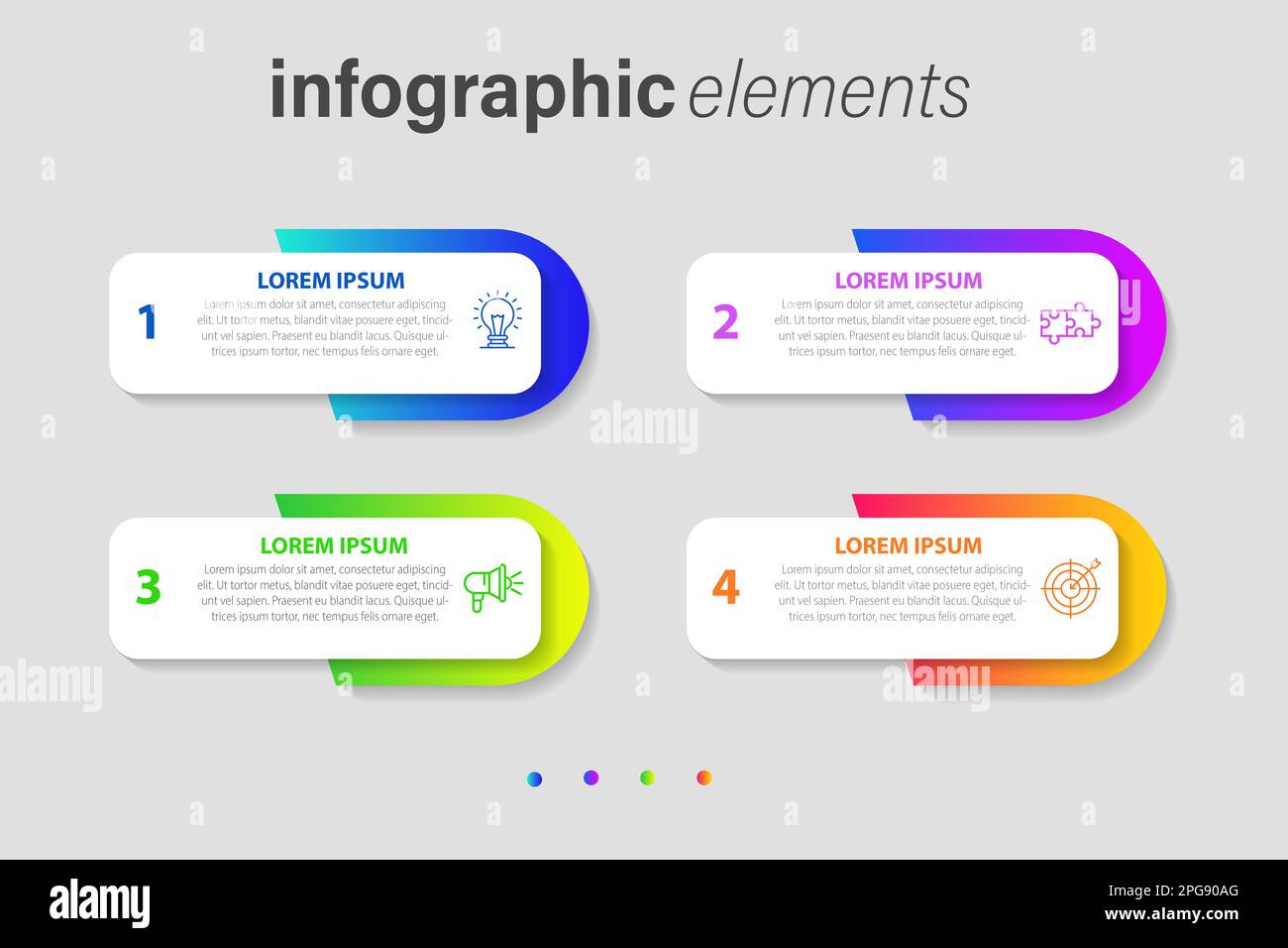 Business per la visualizzazione di dati. Grafico di processo. Elementi astratti del grafico, diagramma con passaggi, opzioni di parti o processi. Vettore modello di business per Illustrazione Vettoriale