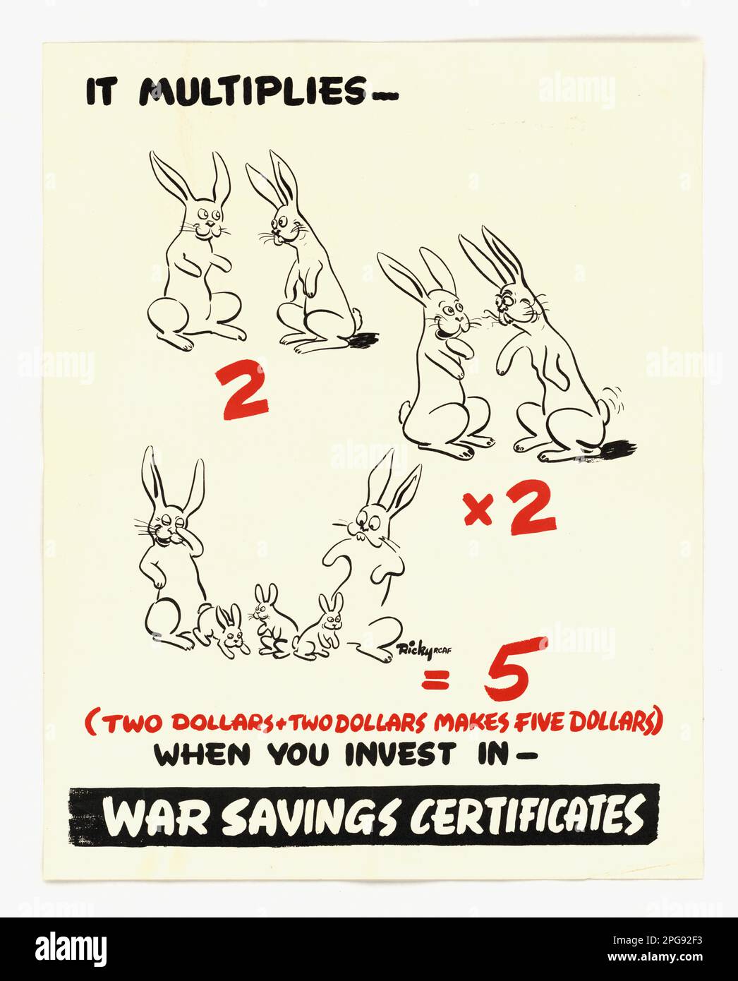 Si moltiplica - certificati di risparmio di guerra. Artista: Ricky. 1942 - 1945. Ufficio per la gestione delle emergenze. Ufficio delle informazioni di guerra. Filiale operazioni nazionali. Ufficio servizi speciali. 3/9/1943-9/15/1945. Manifesti stranieri della seconda guerra mondiale Foto Stock