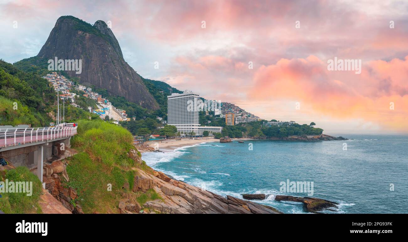 Spiaggia di Leblon a Rio de Janeiro, Brasile Foto Stock