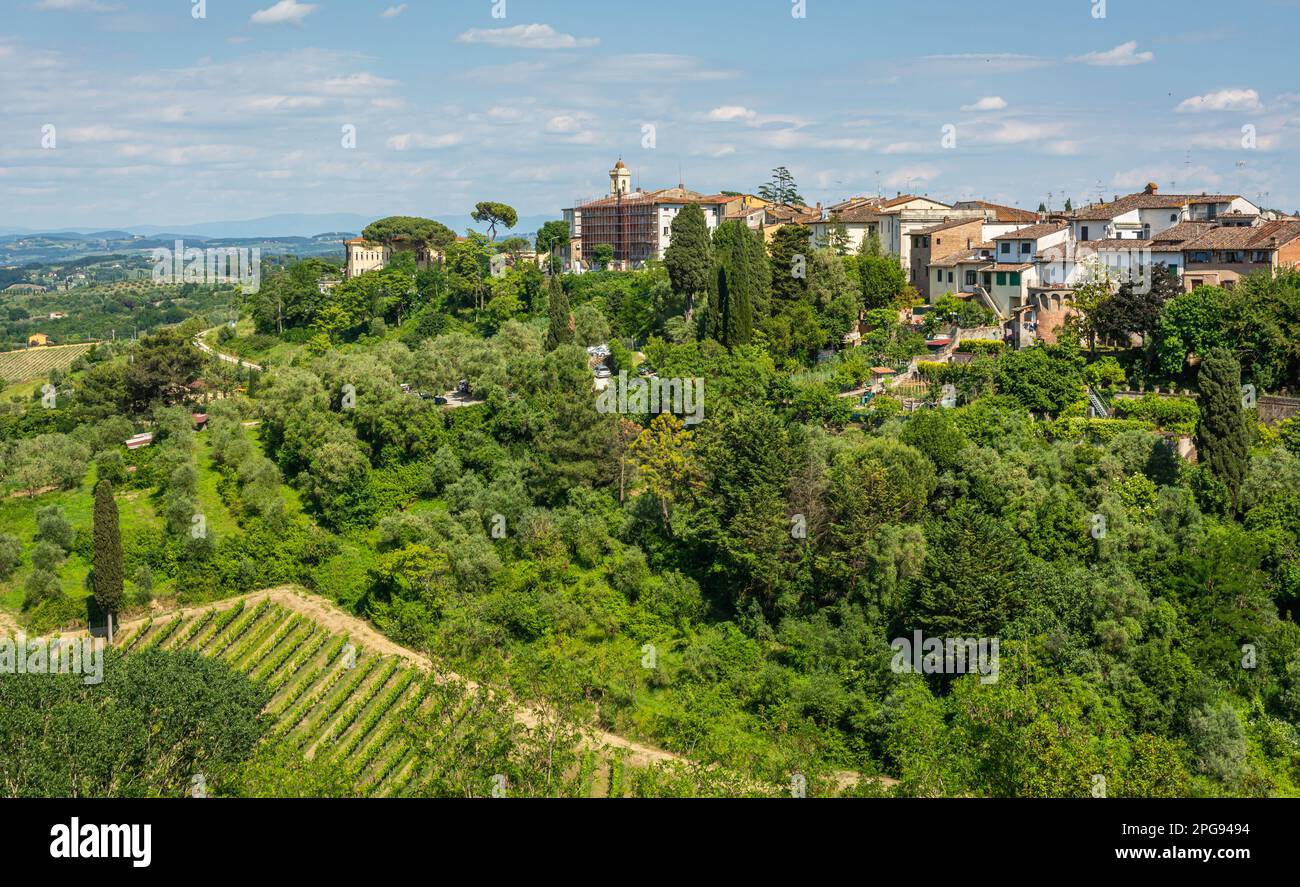 San Miniato, provincia di Pisa, paesaggio delle colline toscane in primavera nel cuore della Toscana - Italia centrale, Europa Foto Stock