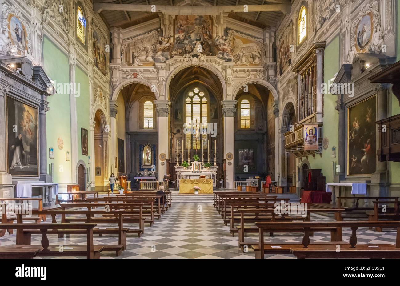 Interno della chiesa di San Domenico (1330), San Miniato, Toscana, Italia - Europa Foto Stock