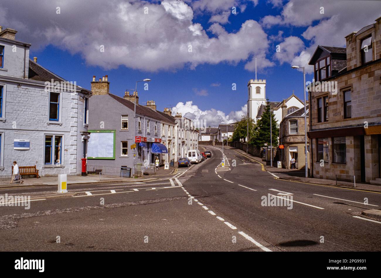 La croce a Kilmacolm guardando su Port Glasgow strada alla fine del 1990s Foto Stock