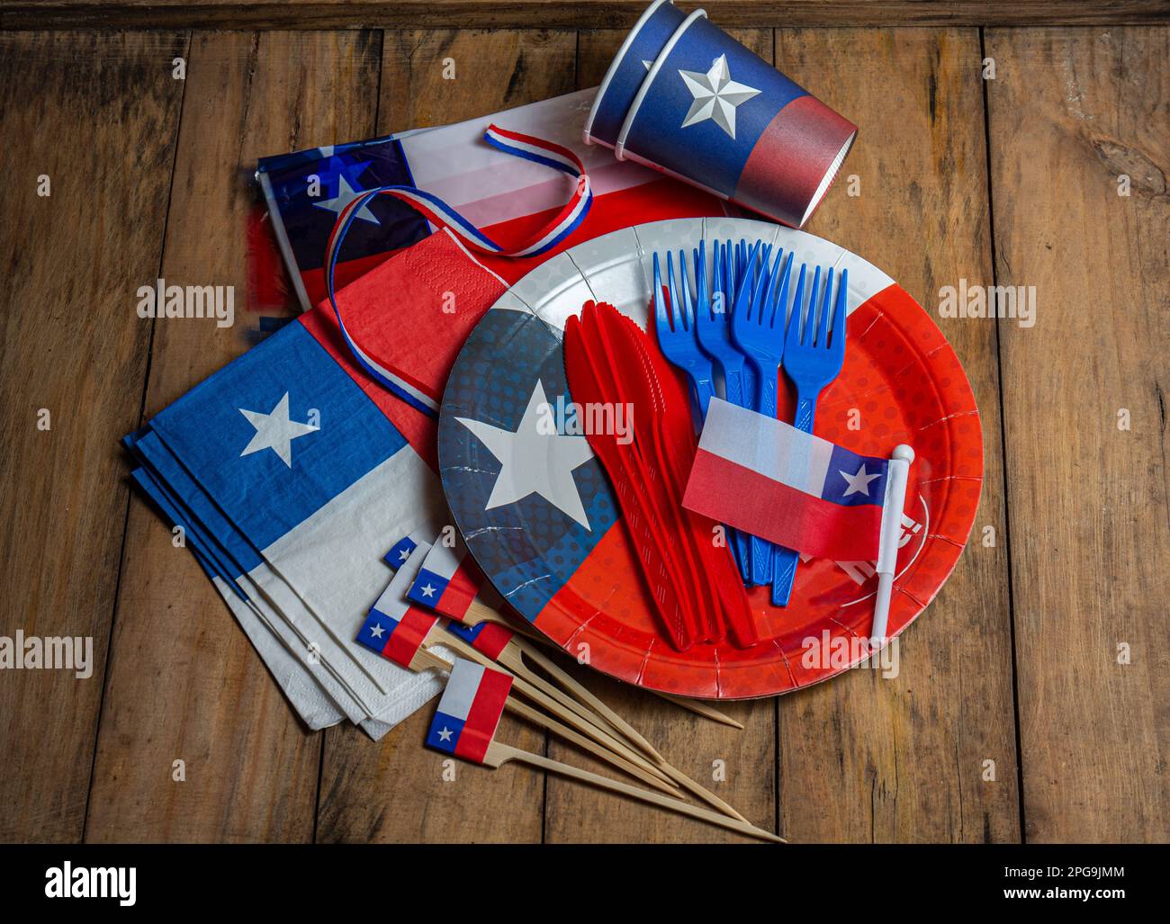 Concetto di giorno di indipendenza del Cile. Decorazione festiva Foto Stock