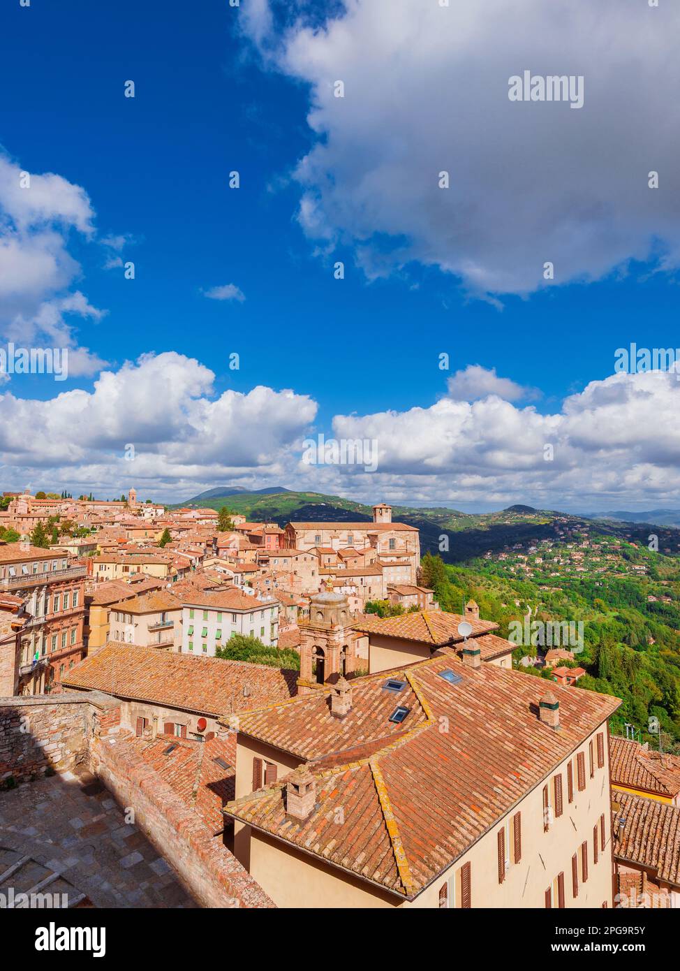 Lo skyline del centro storico di Perugia Foto Stock