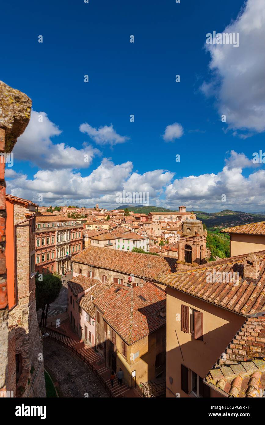 Perugia centro storico skyline da porta Sole Foto Stock