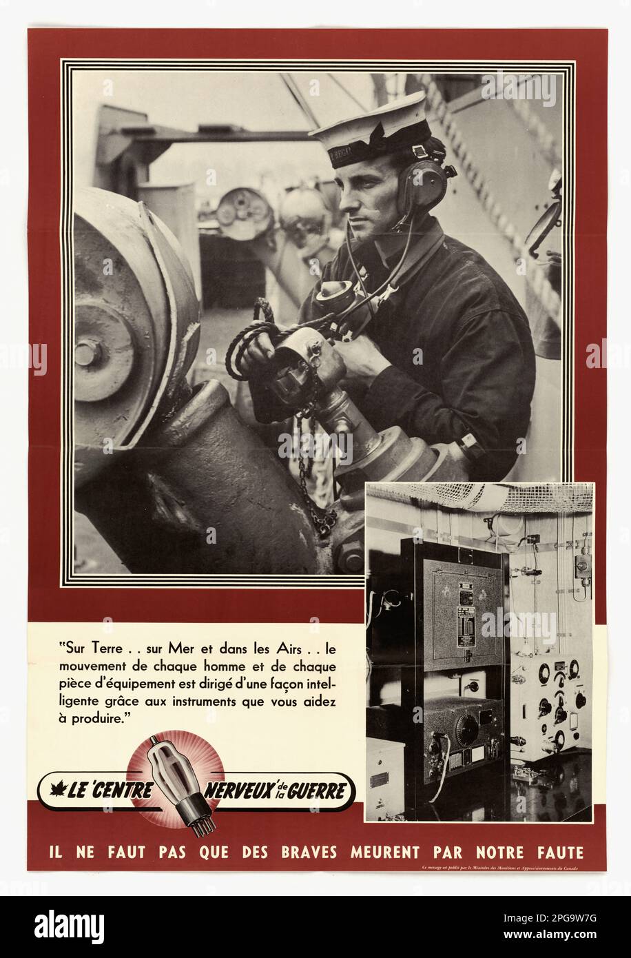 Il Nerve Centre of War (francese). 1942 - 1945. Ufficio per la gestione delle emergenze. Ufficio delle informazioni di guerra. Filiale operazioni nazionali. Ufficio servizi speciali. 3/9/1943-9/15/1945. Manifesti stranieri della seconda guerra mondiale Foto Stock