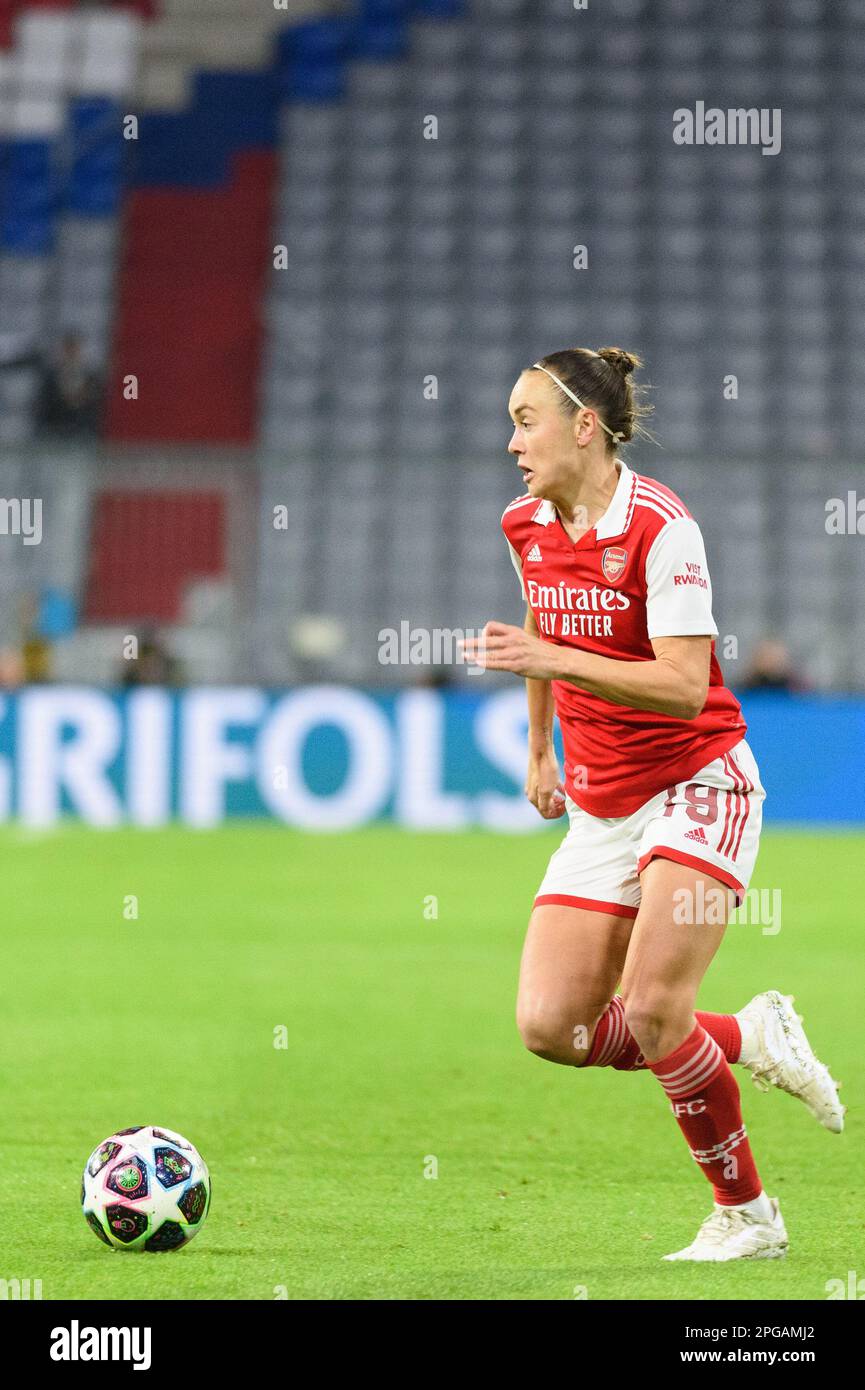 Monaco di Baviera, Germania, MAR 21th 2023: Caitlin Foord (19 Arsenal FC) durante la finale di UEFA Womens Champions League tra il Bayern Monaco e l'Arsenal FC all'Allianz Arena di Monaco di Baviera, Germania. (Sven Beyrich/SPP) Foto Stock